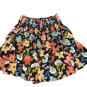 Olivaceous Floral Tiered Ruffle Mini Skirt Size S